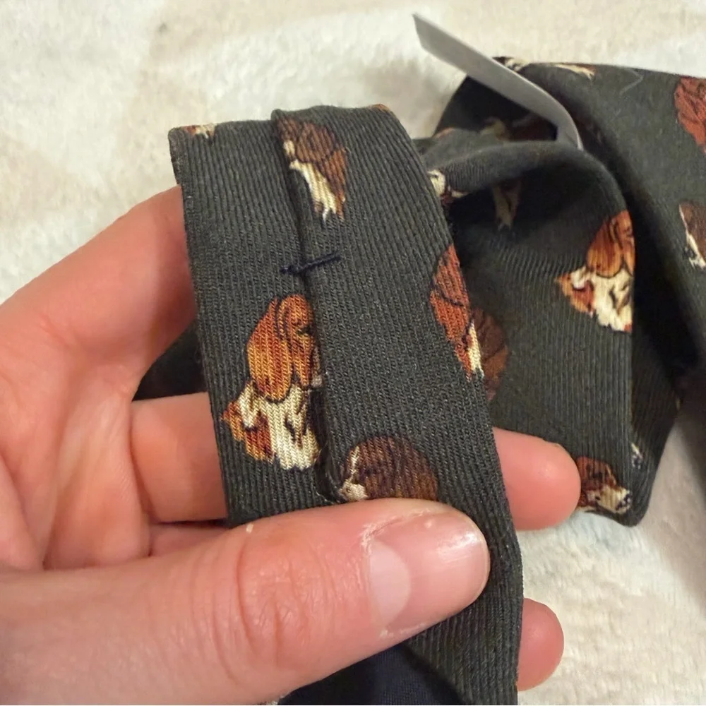 J crew olive dogs Italian wool tie in dog pattern